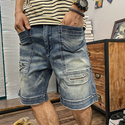 ダメージ加工　ウォッシュデニムショートパンツ