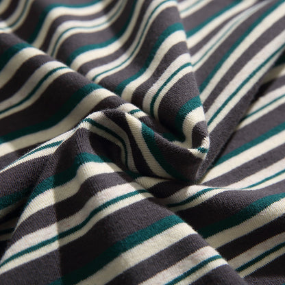 レトロ刺繍横ストライプポケットTシャツ