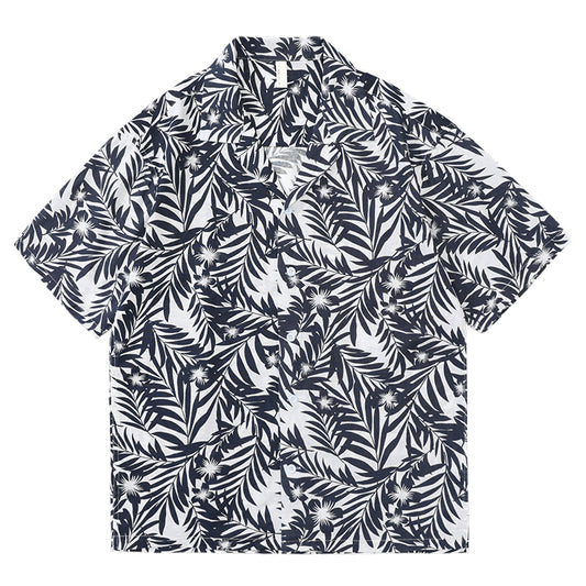 Breathable cotton linen aloha shirt