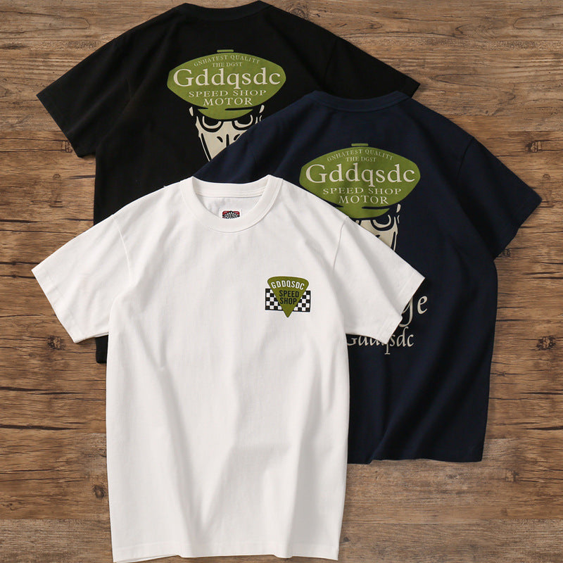 [GDDQSDC]レトロプリント半袖Tシャツ