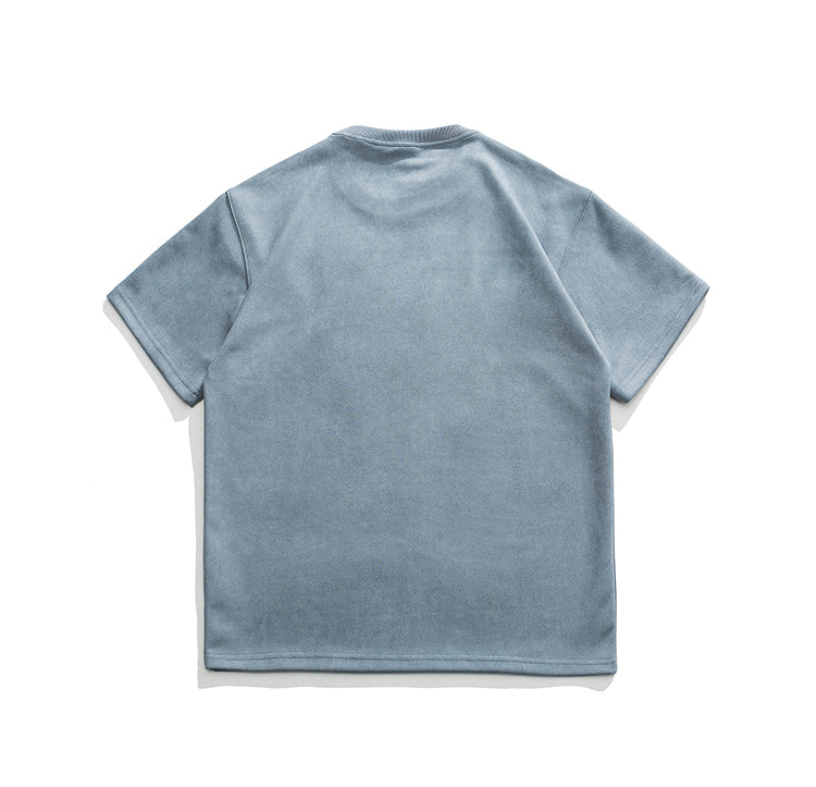 レトロスエードアルファベット半袖Tシャツ