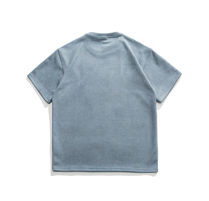 レトロスエードアルファベット半袖Tシャツ