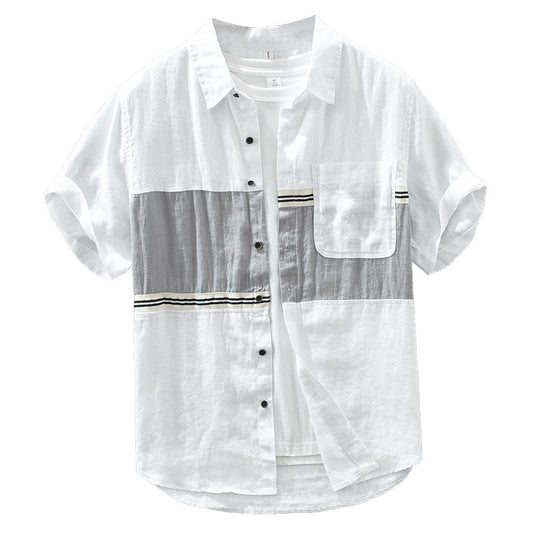 Color-coordinated, breathable linen shirt
