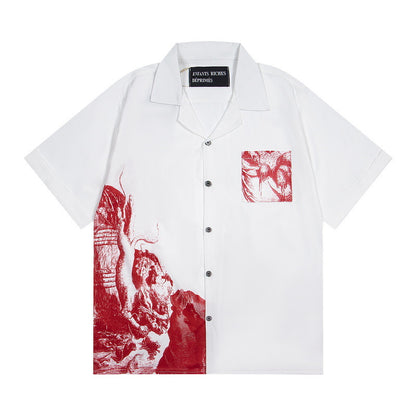 綿100％人気オープンカラーシャツ