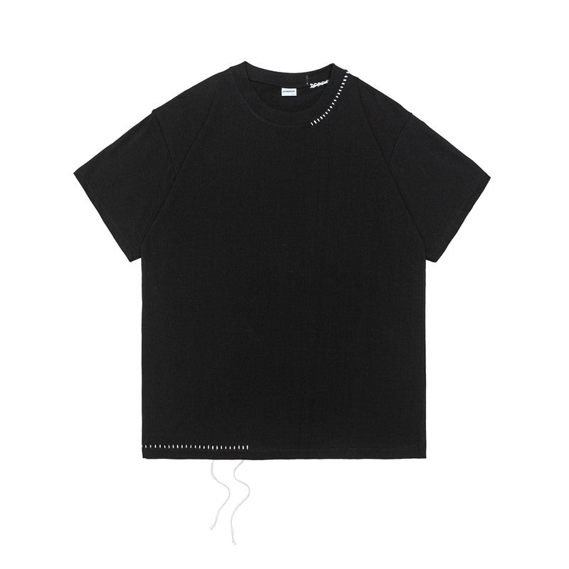 Cleanfitヒモ付き刺繍入りストレッチ半袖Tシャツ