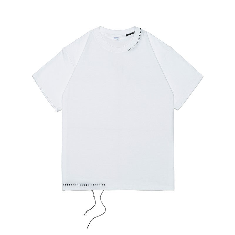 Cleanfitヒモ付き刺繍入りストレッチ半袖Tシャツ