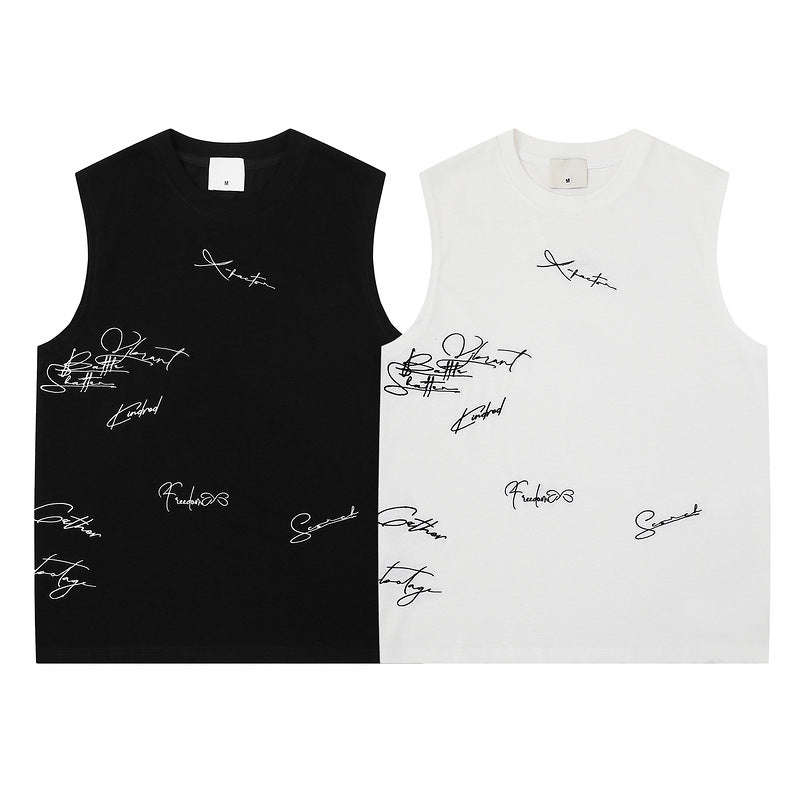 イラスト付きコットンタンクトップ