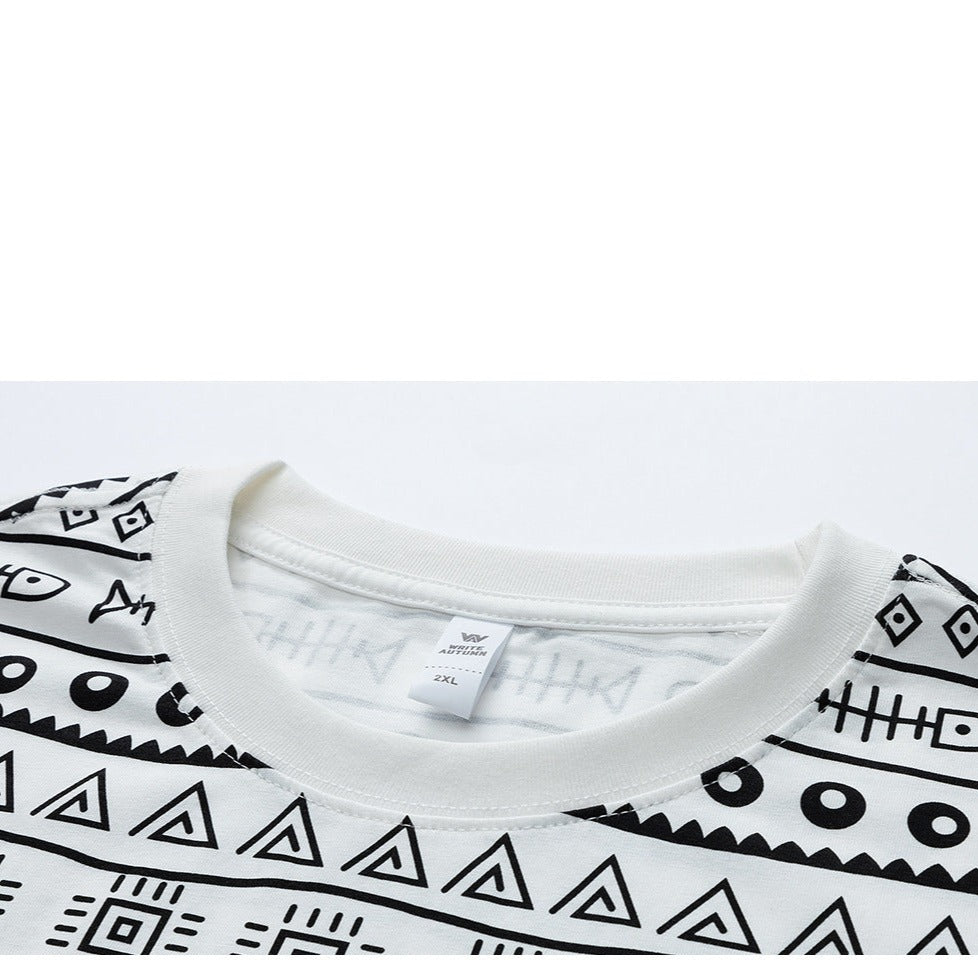 コットンプリントファッション半袖Tシャツ