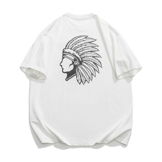 人物プリントコットン半袖Tシャツ
