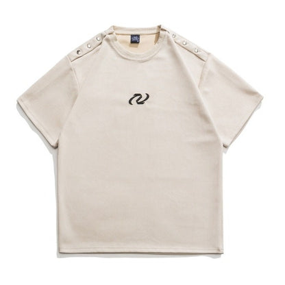 刺繍リベットスエードアメカジTEE