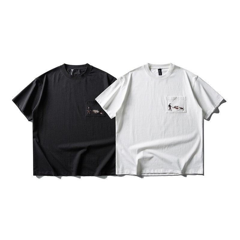 ポケット刺繍大人シンプルコットンＴシャツ