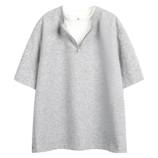 ハーフジップフェイクレイヤードＴシャツ