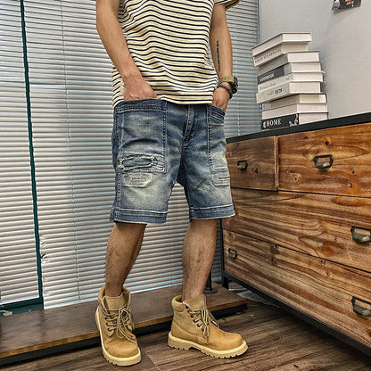 ダメージ加工　ウォッシュデニムショートパンツ