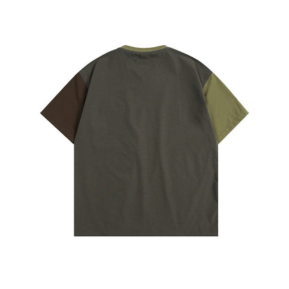 ファッション切り替えポケット半袖Tシャツ