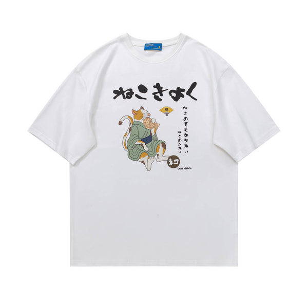 猫プリントファッション半袖Tシャツ