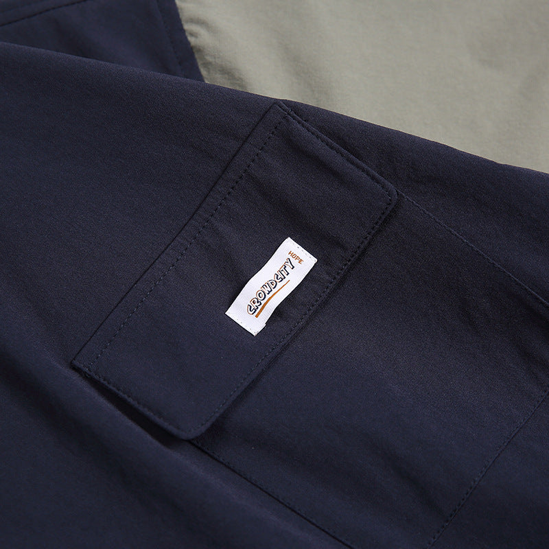 ファッション切り替えポケット半袖Tシャツ
