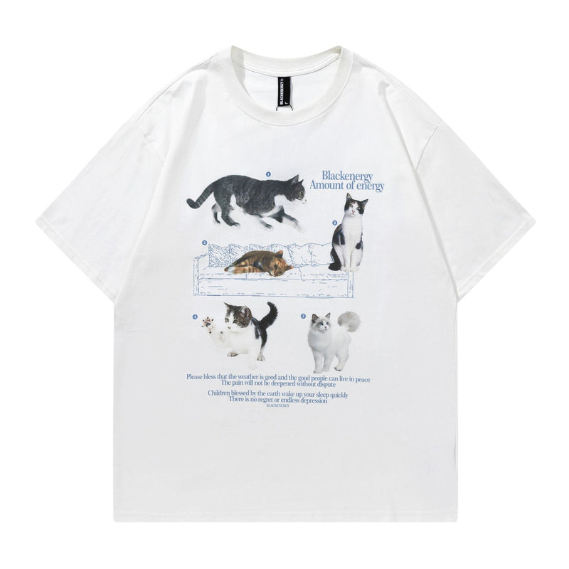 猫プリントカジュアルゆったりとしたTシャツ