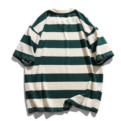 定番ワイド横ストライプ半袖Tシャツ