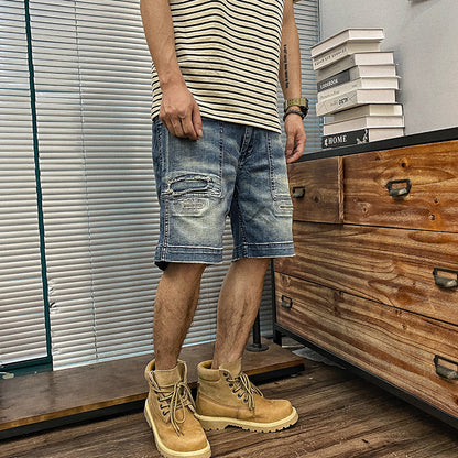 ダメージ加工　ウォッシュデニムショートパンツ