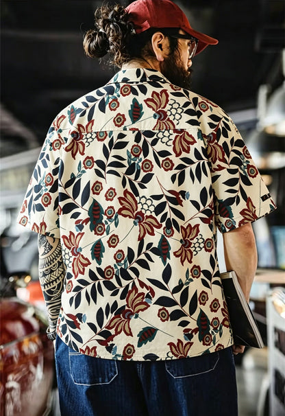 2色展開ヴィンテージ花柄 アロハシャツ