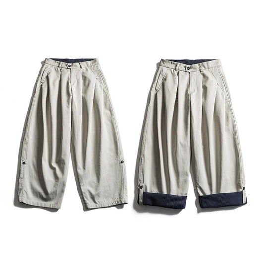 裏側ストラップ柄切り替えカーゴパンツ