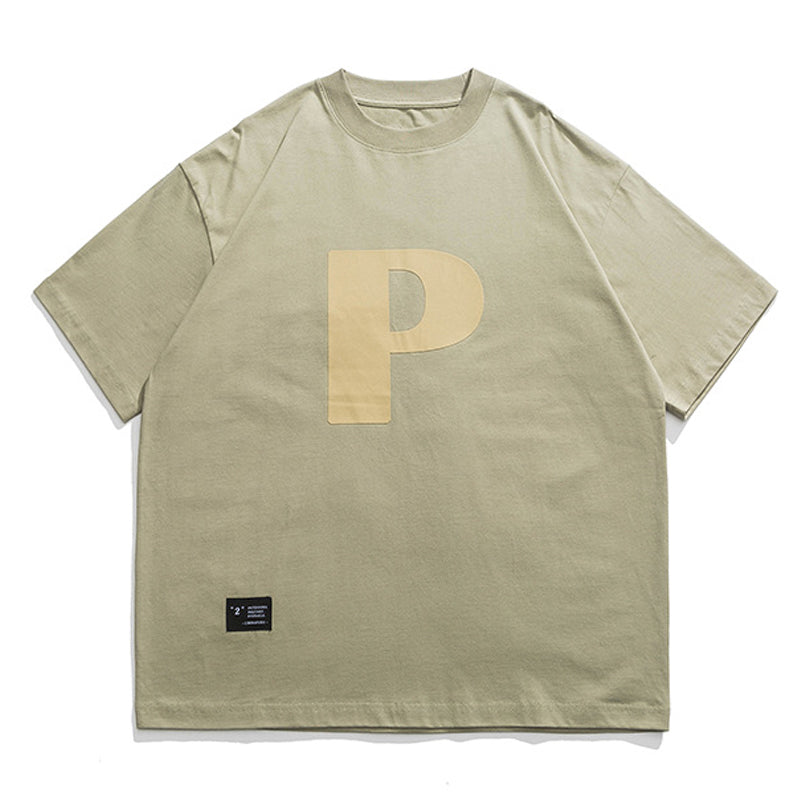 フロッキング「P」 ミリタリーTシャツ