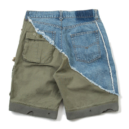 Denim combination multi-pocket shorts 
