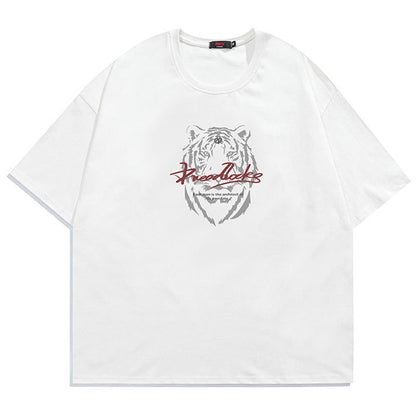 前後虎プリント　クルーネックＴシャツ