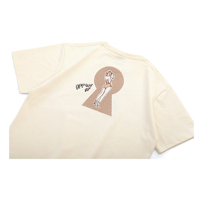 ヘビーウェイト　ピンナップ・ガール3色プリントコットンTee　