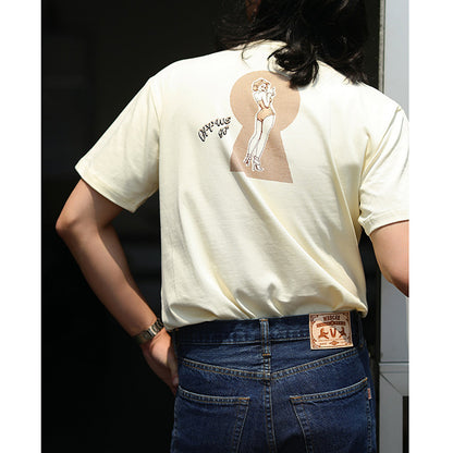 ヘビーウェイト　ピンナップ・ガール3色プリントコットンTee　