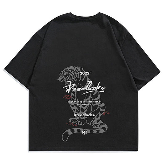 前後虎プリント　クルーネックＴシャツ