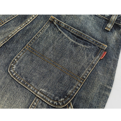 ウォッシュド加工　ウィスカーデニムパンツ