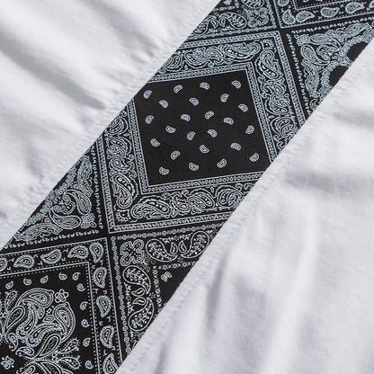 ペイズリー柄切り替えコットンTシャツ