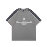 アルファベットプリント切り替え半袖tシャツ