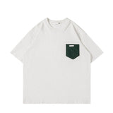 配色ポケットシンプル半袖Tシャツ