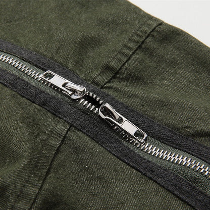 ウォッシュ加工バックジッパーデニム半袖シャツ