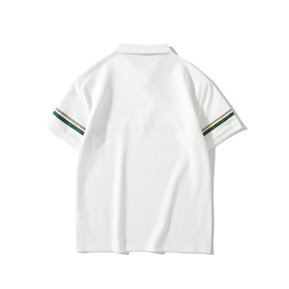 【M~4XL】切り替え　ストライプ ポロシャツ