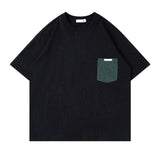 配色ポケットシンプル半袖Tシャツ