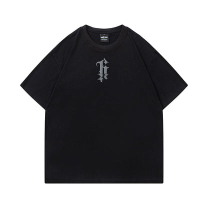 レトロカジュアルレタープリントTシャツ