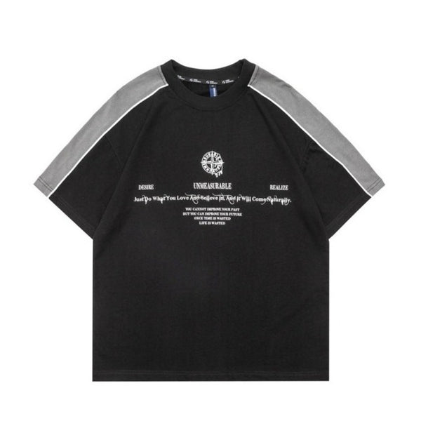 アルファベットプリント切り替え半袖tシャツ