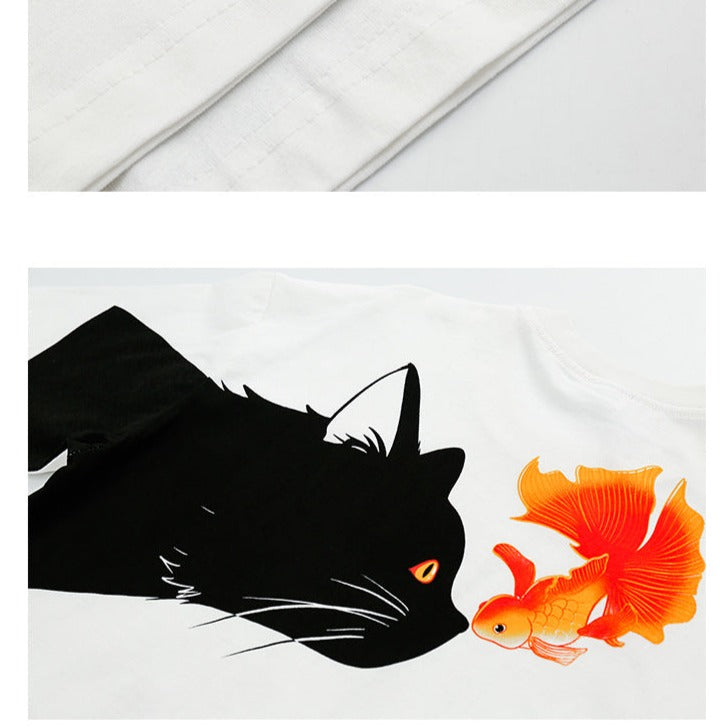 カートゥーンプリントストリート半袖Tシャツ