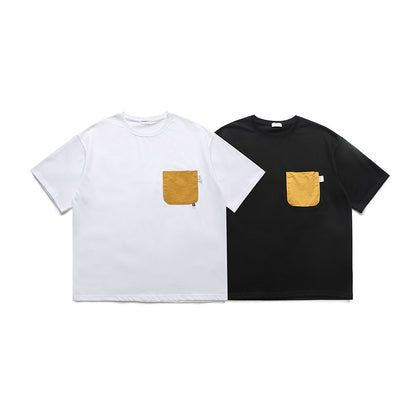 ポケット付き配色半袖Tシャツ