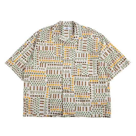 Geometric pattern loose silhouette aloha shirt