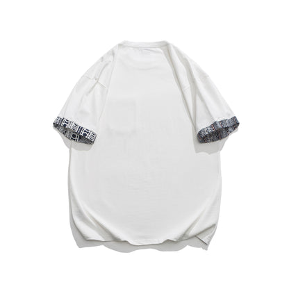 ペイズリー柄切替　民族調Tシャツ
