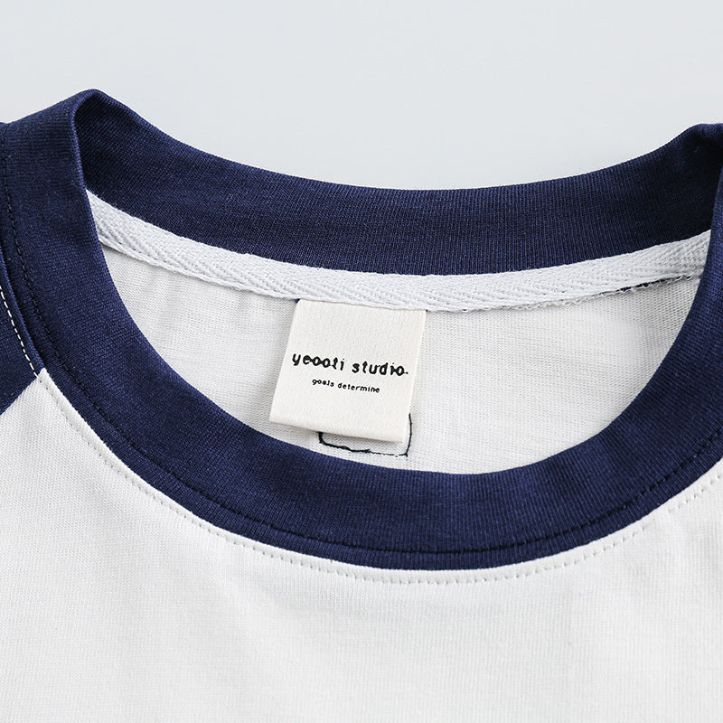 ポケット付き配色半袖Tシャツ