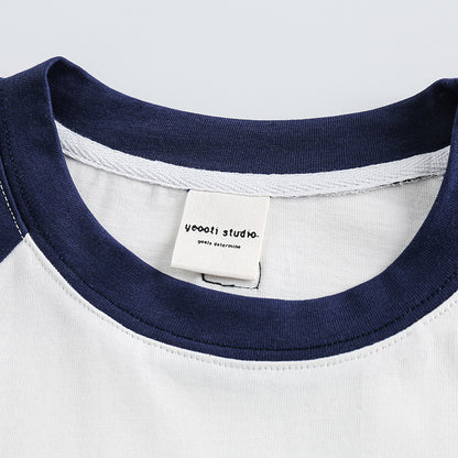 ポケット付き配色半袖Tシャツ