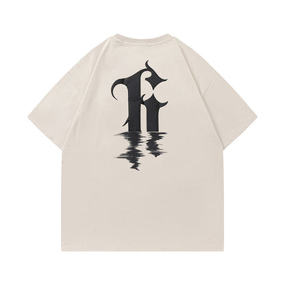 レトロカジュアルレタープリントTシャツ