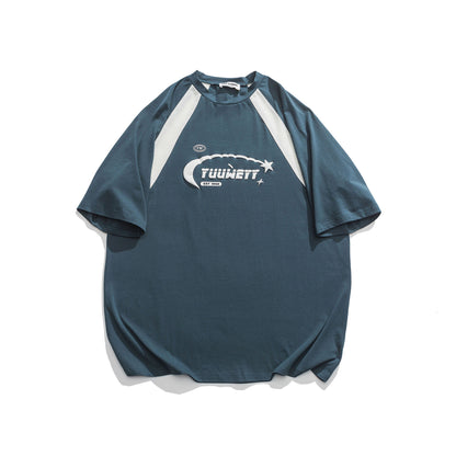 レトロ切り替えゆったりとしたTシャツ